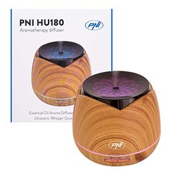 Aromatherapie-diffuser PNI HU180 voor etherische oliën, ultrasone geluid, 400 ml, timer, 7 kleuren led, automatisch sluiten, houtnerf