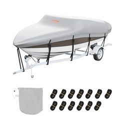 VEVOR Housse Imperméable pour Bateau 518-579 cm x 243 cm - Bâche de Protection en Oxford 600D Anti-UV pour Coque V - Avec Sac pour Amarrage et Remorquage de Vedette/Yacht