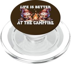 Funny Camper Gnomes Camping Life Is Better At The Campfire PopSockets PopGrip para MagSafe