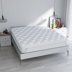 Gewatteerde "DREAM" topper met elastiek, wit, 180x200 cm