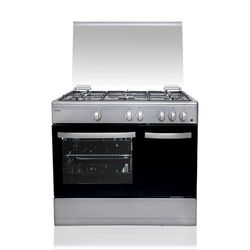 Svan Cocina Gas Butano 5 Zonas de Cocción, Horno 59 L, Inox SKGW5900PBX. Control Manual, Quemador WOK triple llama, 2 Programas de Cocción, Cristal en Puerta de Doble Capa, Tapa Abatible
