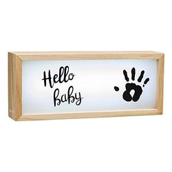 Baby Art My Baby Lightbox Boîte lumineuse à LED avec kit d'empreintes, lampe LED personnalisable pour chambre, base en bois avec lumière blanche