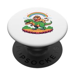 Estilo Píxel León T-Rex Tiranosaurio Gráficos 8 Bits PopSockets PopGrip Adhesivo