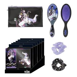 CERDÁ LIFE'S LITTLE MOMENTS -Disney Villain Beauty Set - Black - Complete Set - Includes Hairbrush, 2 Hair Pigtails and Pouch - Original Product