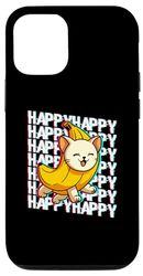 Coque pour iPhone 15 Pro Happy Banana Cat Meme Bananacat Happy Kitty Amoureux des chats Meme