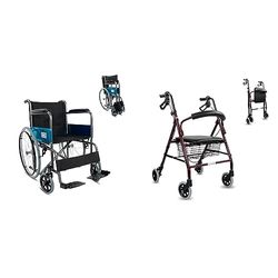 Mobiclinic®, Silla de ruedas plegable, Ligera, Alcázar, Autopropulsable, Freno de estacionamiento & ®, Andador para ancianos, Modelo Escorial, Marca española, Plegable