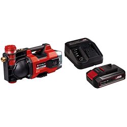 Einhell Pompe d’arrosage sans fil AQUINNA 18/30 F LED Power X-Change (18 V, débit max. 3 000 L/h, 2 emplacements batterie, double autonomie, modes ÉCO/BOOST, préfiltre) avec Chargeur et Batterie 2,5Ah