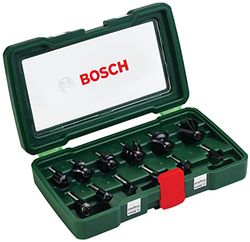Bosch Conjunto de 12 brocas de metal duro (para madeira, haste de 1/4", acessórios para fresadora)