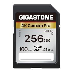 Gigastone SDXC-geheugenkaart 256 GB, 4K Pro serie, overdrachtssnelheid tot 100 MB/s. Compatibel met Canon Nikon Sony Camcorder, A1 V30 UHS-I klasse 10 voor 4K UHD-video