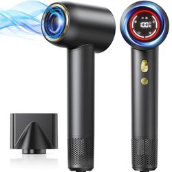 GLAM Sèche-cheveux ionique 1600 W, séchage rapide avec concentrateur, 4 chauffages et 2 vitesses, 200 millions d'ions pour la maison, les voyages et le salon de coiffure