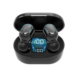 ZHUCI Bluetooth hoofdtelefoon, draadloze in-ear hoofdtelefoon, bluetooth met microfoon, hifi-stereo, knopbediening, led-display, IP7 waterdicht, bluetooth oordopjes voor werk en studie