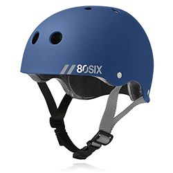 80Six Multi Sport Helmet Casque de Skateboard Jeunesse Unisexe, Bleu Marine Mat, Ages 5+