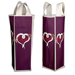 Bonamaison Bolsa de Vino de Lona de algodón Impresa digitalmente, Bolsa de Botella, Tapas de Botella de Vino, Bolsa de Soporte de Vino, tamaño: 16,5 x 31,5 x 7,5 cm