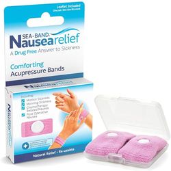 Sea-Band Travel & Motion Sickness and Nausea Relief Acupressure Wristband - Adult (Pink), 1 Pair