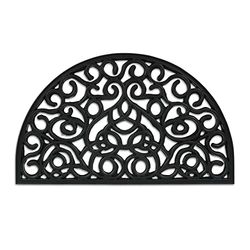 Relaxdays Rubber Door mat, 75 x 45 cm, Weatherproof, Non-Slip Doormat, semi-Circular, for Indoor and Outdoor use, Black, 45 x 75 cm