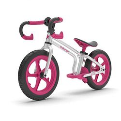 Chillafish Fixie: draisienne au véritable look de vélo de course pour les enfants de 2 à 5 ans, pneus increvables de 12 pouces, siège et guidon ajustable en hauteur, frein à pied et repose pied, rose