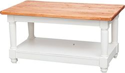 Biscottini Tavolino da salotto legno 91x51x46 cm Made in Italy - Tavolino da divano legno di tiglio - Tavolino bianco artigianale - Tavolino da caffè