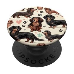 Hermosos perros salchicha lindos perros salchicha de pelo largo PopSockets PopGrip Adhesivo