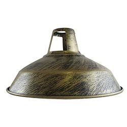 LEDSone 1PCS Retro Style Brushed Brass Metal Easy Fit Ceiling Pendant Light Barn Shade, 30cm Industrial Vintage Look Lamp Shade (Free Reducer Plate)