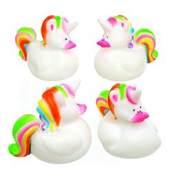 Baker Ross Patitos unicornios multicolor, ideales para bolsas sorpresa para que los niños jueguen con ellos (pack de 4).