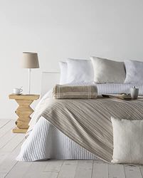 VIALMAN Foulard Toscane 5 | Canapé Plaid | Couette Multi-usages | Taille 230x260cm | Couette Beige