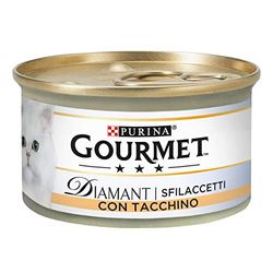 PURINA GOURMET Diamant Húmedo Gato Sfilaccetti con Pavo con Sabor - 24 latas de 85 g Cada Paquete de 24 x 85 g