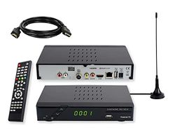 Set-ONE EasyOne 740 HD DVB-T2-mottagare inkl. 3 månader gratis Freenet TV (privat sändare i HD), PVR Ready, 1080p, HDMI, LAN, mediaspelare, HBBTV, USB 2.0, 12 V lämplig, 2 m HDMI-kabel, DVB-T2 antenn