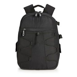 Amazon Basics Mochila para câmara de grande capacidade com acolchoado interno para DSLR e acessórios, impermeável e resistente a impactos, 30 x 15 x 37 cm, preto, sólido