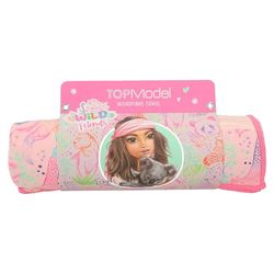 Depesche 12791 TOPModel Wild-Serviette en microfibre avec motif de mannequin et d'animaux colorés, avec élastique pour l'enrouler et la fixer, Multicolor