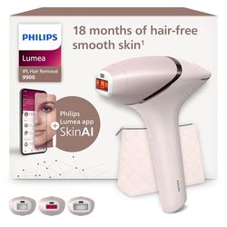 Philips Lumea 9900 Series, IPL Hair Removal Device, Laser Hair Removal Alternative, SenseIQ and SkinAI Technology, 3 Attachments for Body, Face and Precision Areas, Corded & Cordless Use, BRI953/02