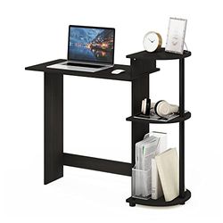 Furinno Kompaktowe biurko komputerowe, biurko do nauki z półkami, czarne/szare, 99 (szer.) x 85,3 (wys.) x 39,4 cm (gł.)