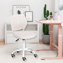 HOMYLIN Lot de 1 chaise de bureau pivotante sans accoudoirs pour enfants avec assise en tissu et dossier en plastique, siège coloré réglable en hauteur pour enfants, étude, jeux d'enfants, beige clair