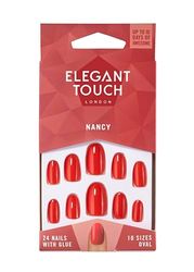 Elegant Touch Polished Nails Nancy Red Ovale Faux Ongles 24 Pièces