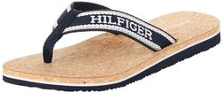 Tommy Hilfiger Chanclas Mujer Hilfiger Cork Beach Sandal Sandalias de dedo, Blau (Azul), 40