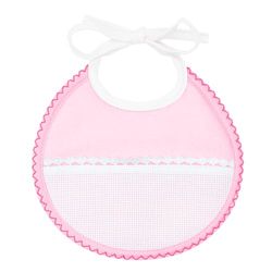 Filet - Petit Bavoir Rond, Accessoire Pratique pour Bébé et Facile à Broder, Bavoir Souple Éponge de Coton Coloré avec Poche en Toile Aida, 100% Made in Italy, Couleur Rose