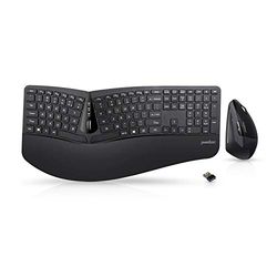 Perixx Periduo-605 Pack de clavier ergonomique sans fil, séparation de touches et souris verticale avec repose-poignet et touches à membrane Low Profile
