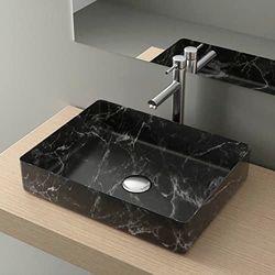 Lavabo da appoggio rettangolare | Colore nero Marquina | 470x360x110 mm | 7 anni di garanzia