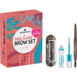 essence cosmetics Easy & WOW Brow Set medium, Cejas Set, maquillaje, regalos para mujeres, vegano, sin micropartículas de plástico, sin perfume, paquete de 1 unidad (3 unidades)