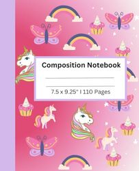 Composition Notebook: Cute Unicorn Journal Notebook for Kids | 110 Pages, 7.5 x 9.25"