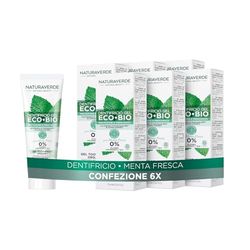 Naturaverde Bio pasta do zębów Eco BIO ochrona i świeżość, z ekstraktem z jeżówki i porostów, 0% fluoru, 6 x 75 ml
