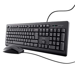 Trust Taro Wired Keyboard and Mouse Bundle - QWERTY Spanish Layout, 1.8m Cable, USB Connection, Spill-Resistant Keyboard, Windows Mac PC Laptop, Black