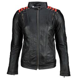 Urban Leather Casaco de motocicleta para mulher com proteção | Casaco de motocicleta para mulher Rising Star | casaco de pele com proteção CE para ombros, cotovelos e costas | preto | 3XL