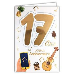 69-2017 Happy Birthday Card 17 Years Old Boy Girl Young Man Woman – Helmet Music Vinyl Record Owls Books