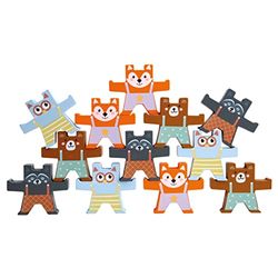 Bino world of toys Juego de Equilibrio de Madera para niños a Partir de 3 años, Juguete apilable de Madera para Aprender destreza, concentración y Habilidades motoras, 12 Piezas, Multicolor