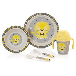 MINILAND -Vaisselle pour enfants Naturmeal Leo. Comprend assiette, bol, verre et couverts pour enfants.