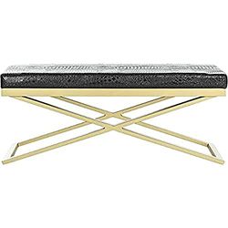 Safavieh Acra Bank 109x45x45.72 cm Zwart Krokodil/Goud