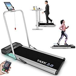 Bluefin Fitness Tapis de Course Pliable Task 2.0 2-en-1 Tapis de Marche à la Maison | 8 Km/h | Tech de Protection des Articulations | Appli Smartphone | Haut-Parleurs Bluetooth | Machine de Course