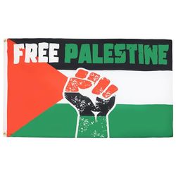 AZ FLAG - Drapeau Free Palestine Poing Levé - 150x90 cm - Drapeau Palestiniens 100% Polyester Avec Oeillets Métalliques Intégrés - Pavillon 110g