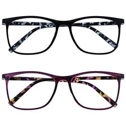 OPULIZE Arc 2 Pacco Grande Occhiali Da Lettura Nero Porpora Fantasia Uomo Donna RR66-15 +1,00