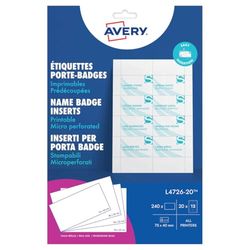 Avery L4727-20 Cartões para capas de identificação (40 x 75 mm)